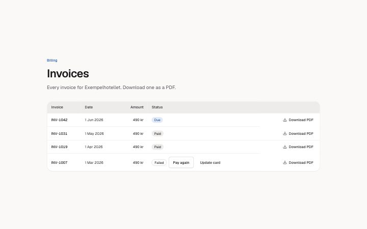 App, invoice list