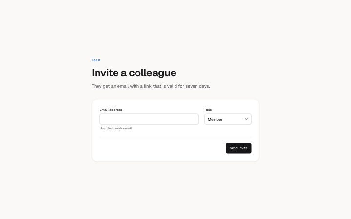 App, invite form