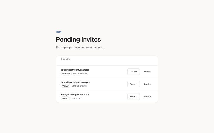 App, pending invites