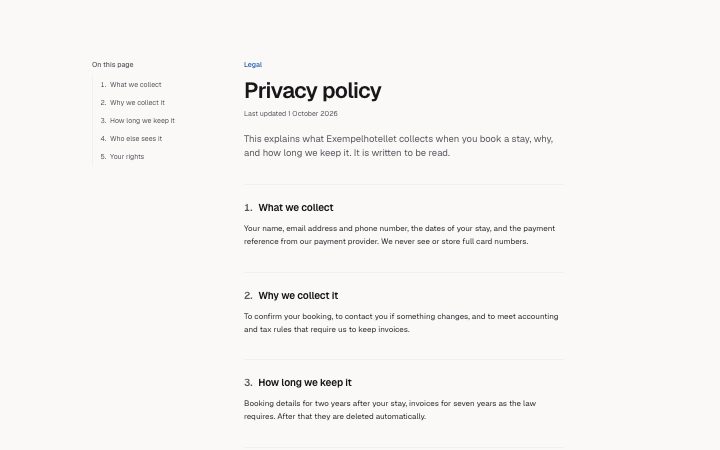 Content, policy document