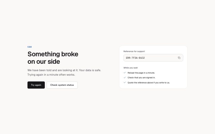 Error, server error