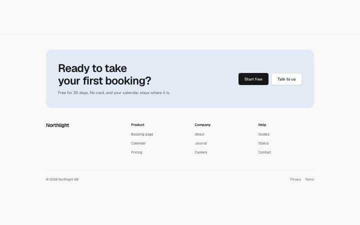 Footer, with a call to action
