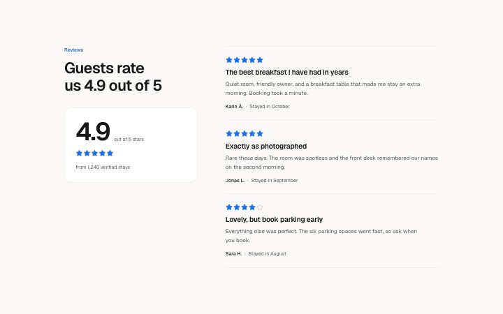 Testimonials, rating